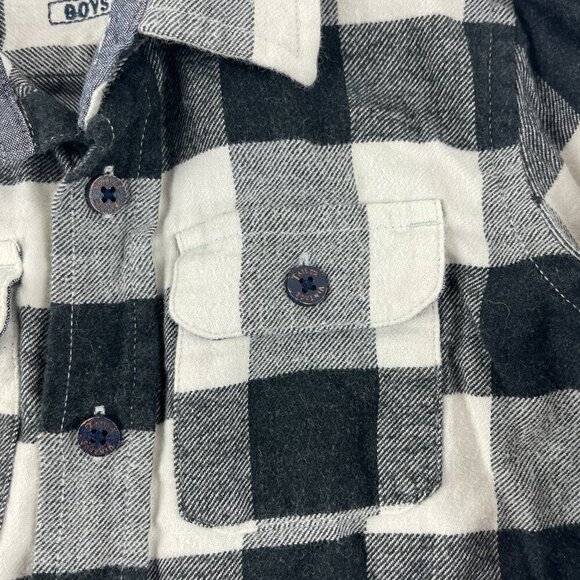 Tailor Vintage Button Up Shirt Boys Size 4/5 Black White Plaid Long Sleeve - Picture 3 of 6